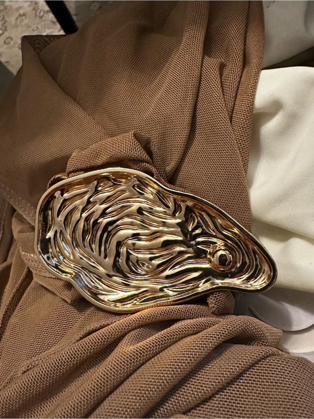 New with Tag! Two-Tone Brown & Cream One-Piece Swimsuit with Brown Sheer Sarong - Picture 12 of 14